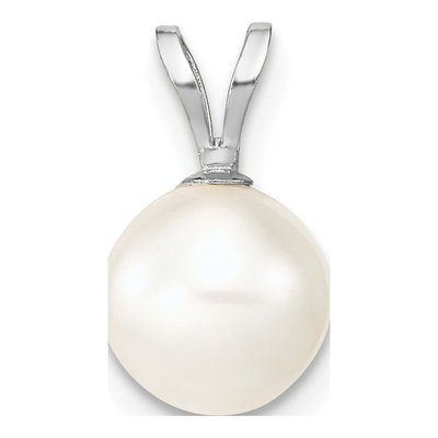14K White Gold Freshwater Cultured Pearl Round Pendant