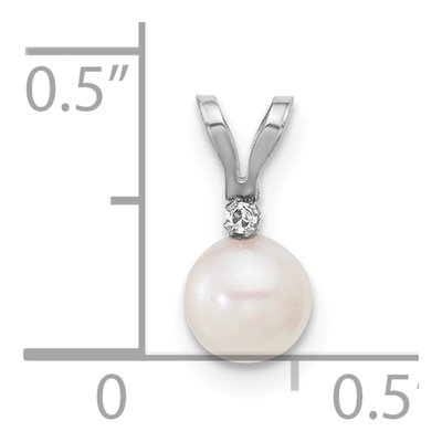 14K White Gold Akoya Cultured Pearl & Diamond Round Pendant – view 3