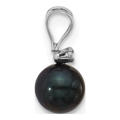 14K White Gold Black Akoya Cultured Pearl & Diamond Pendant – view 2