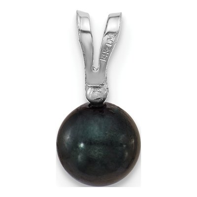 14K White Gold Black Akoya Cultured Pearl & Diamond Pendant – view 4