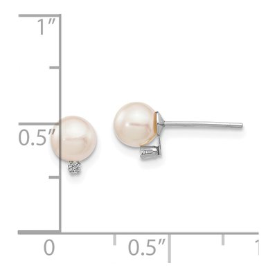 14K White Gold Akoya Cultured Pearl & Diamond Round Stud Earrings – view 4