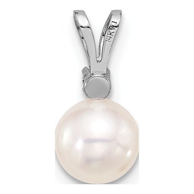 14K White Gold Akoya Cultured Pearl & Diamond Round Pendant – view 3