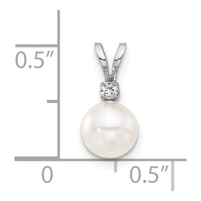 14K White Gold Akoya Cultured Pearl & Diamond Round Pendant – view 4