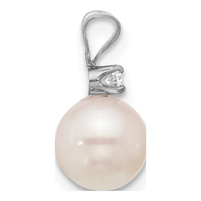 14k White Gold Akoya Pearl & Diamond Pendant – view 2