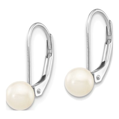 14K White Gold Akoya Cultured Pearl Leverback Earrings – view 2
