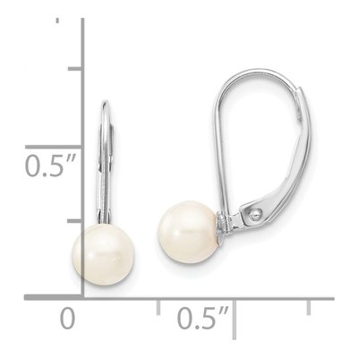 14K White Gold Akoya Cultured Pearl Leverback Earrings – view 4