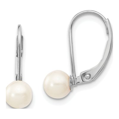 14K White Gold Akoya Cultured Pearl Leverback Earrings