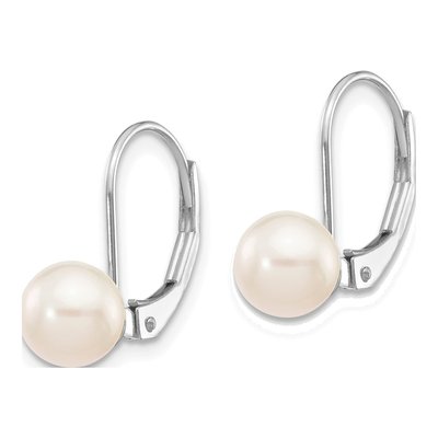 14K White Gold Akoya Cultured Pearl Leverback Earrings – view 2