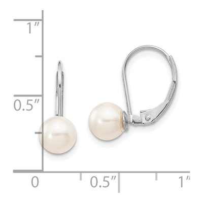 14K White Gold Akoya Cultured Pearl Leverback Earrings – view 4