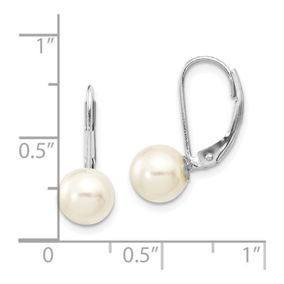 14K White Gold Akoya Cultured Pearl Leverback Earrings – view 4