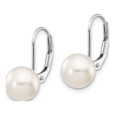 14K White Gold Akoya Pearl Leverback Earrings – view 2