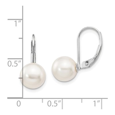 14K White Gold Akoya Pearl Leverback Earrings – view 4