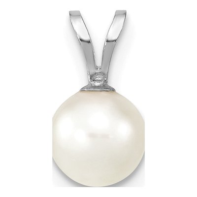 14K White Gold Akoya Cultured Pearl Round Pendant