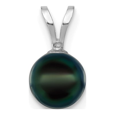 14K White Gold Black Akoya Cultured Pearl Pendant