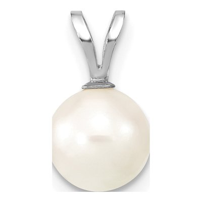 14K White Gold Akoya Cultured Pearl Round Pendant