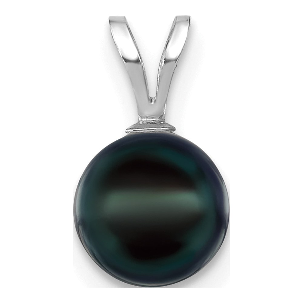 14K White Gold Black Akoya Cultured Pearl Pendant