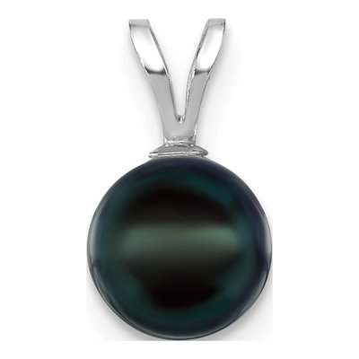 14K White Gold Black Akoya Cultured Pearl Pendant