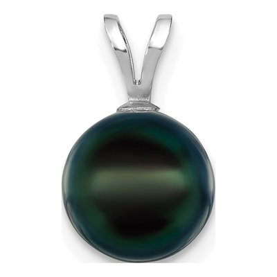 14K White Gold Black Akoya Cultured Pearl Pendant