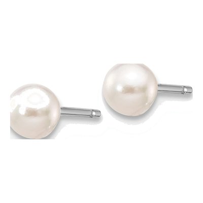 14K White Gold Round Akoya Cultured Pearl Stud Earrings – view 2