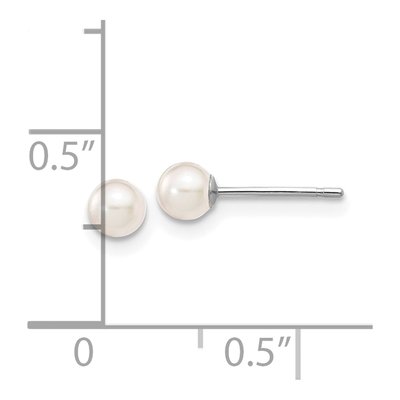 14K White Gold Round Akoya Cultured Pearl Stud Earrings – view 4