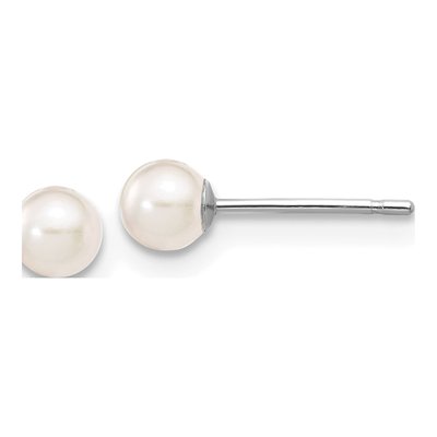 14K White Gold Round Akoya Cultured Pearl Stud Earrings