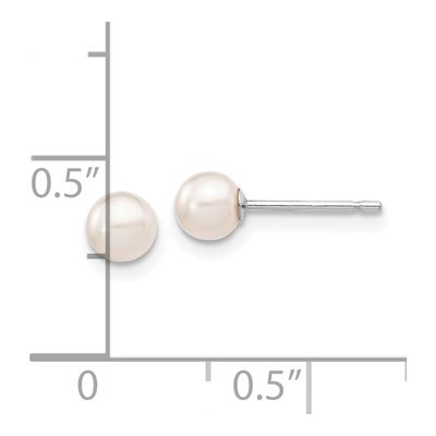14K White Gold Round Akoya Cultured Pearl Stud Earrings – view 4