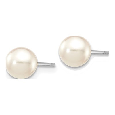 14K White Gold Round Akoya Cultured Pearl Stud Earrings – view 2