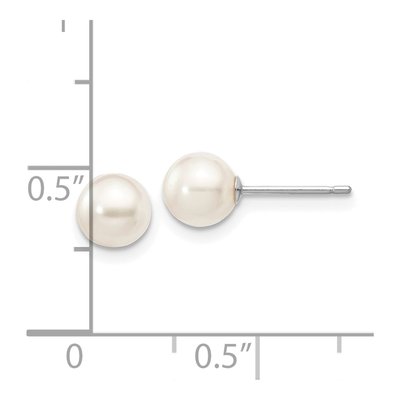 14K White Gold Round Akoya Cultured Pearl Stud Earrings – view 4