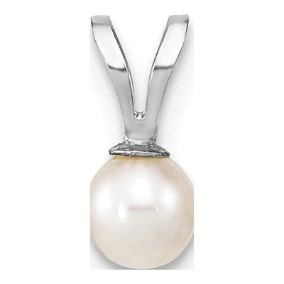 14K White Gold Freshwater Cultured Pearl Round Pendant
