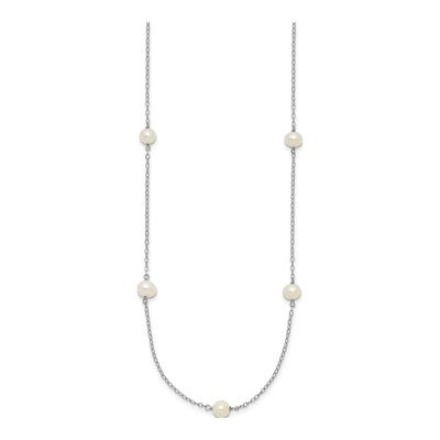 14K White Gold Freshwater Cultured Pearl 7-Station Necklace – view 3