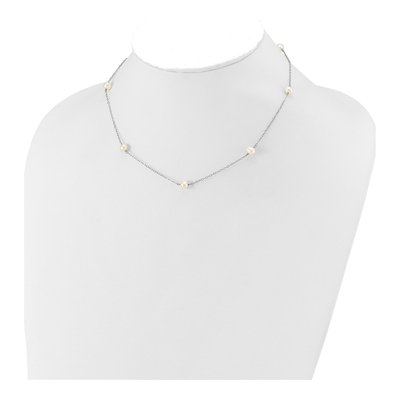 14K White Gold Freshwater Cultured Pearl 7-Station Necklace – view 4