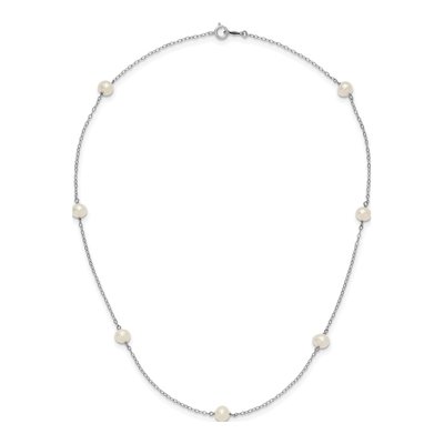 14K White Gold Freshwater Cultured Pearl 7-Station Necklace – view 5