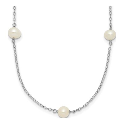 14K White Gold Freshwater Cultured Pearl 7-Station Necklace