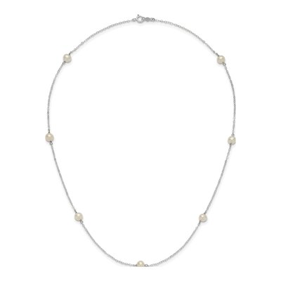 14K White Gold Freshwater Cultured Pearl 7-Station Necklace – view 4