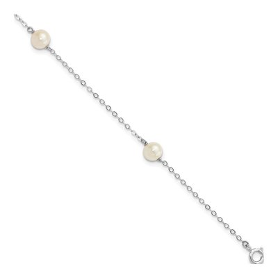 14K White Gold Freshwater Cultured Pearl 3-Station Bracelet