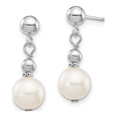 14K White Gold Freshwater Cultured Pearl Dangle Earrings – view 2