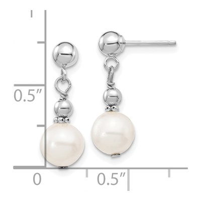 14K White Gold Freshwater Cultured Pearl Dangle Earrings – view 3