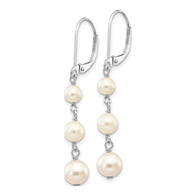 14K White Gold Freshwater Cultured Pearl Leverback Earrings – view 2