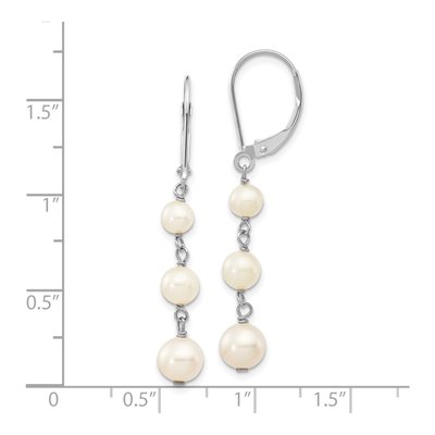 14K White Gold Freshwater Cultured Pearl Leverback Earrings – view 4