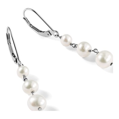 14K White Gold Freshwater Cultured Pearl Leverback Earrings – view 5