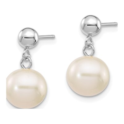 14K White Gold Freshwater Cultured Pearl Dangle Earrings – view 2