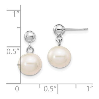 14K White Gold Freshwater Cultured Pearl Dangle Earrings – view 3