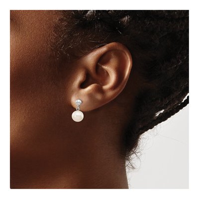 14K White Gold Freshwater Cultured Pearl Dangle Earrings – view 4