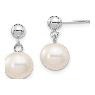 14K White Gold Freshwater Cultured Pearl Dangle Earrings
