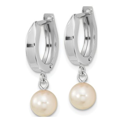 14K White Gold Akoya Cultured Pearl Dangle Earrings – view 2