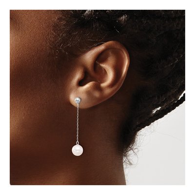 14K White Gold Freshwater Cultured Pearl Dangle Earrings – view 3