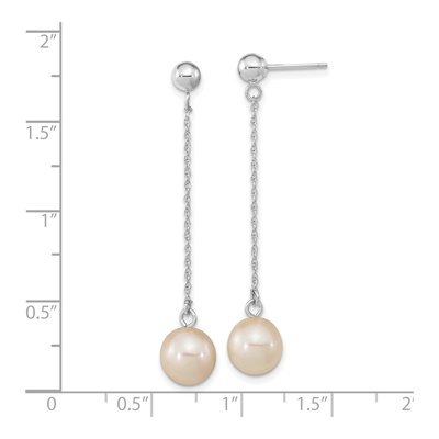 14K White Gold Freshwater Cultured Pearl Dangle Earrings – view 4
