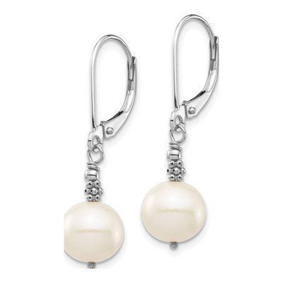 14K White Gold Freshwater Cultured Pearl Leverback Earrings – view 2