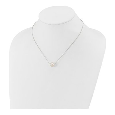 14K White Gold Freshwater Cultured Pearl Near Round Necklace – view 3