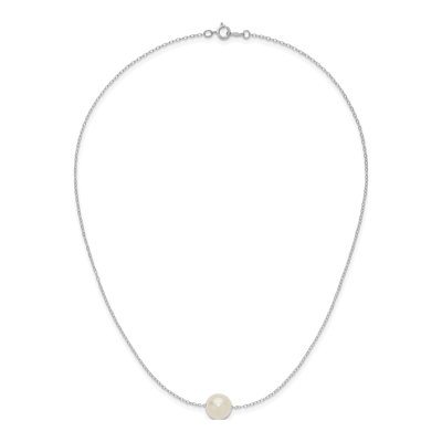 14K White Gold Freshwater Cultured Pearl Near Round Necklace – view 4